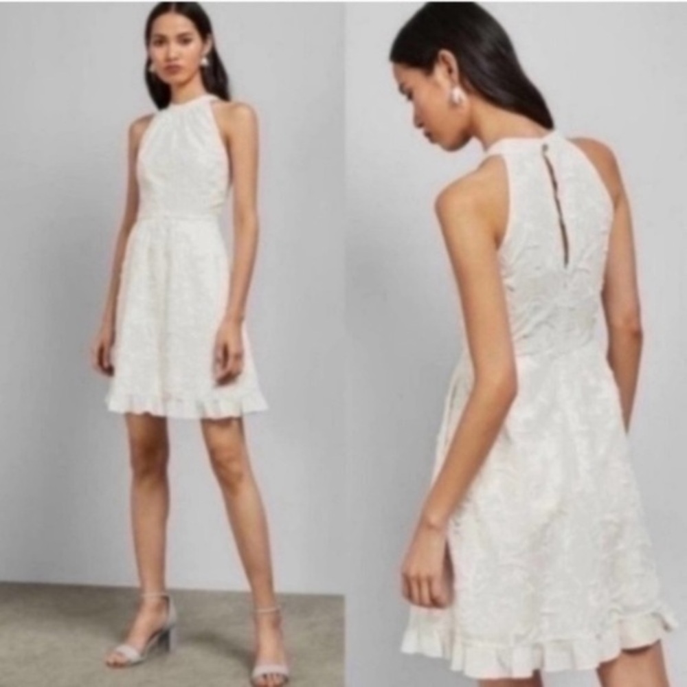 ✅ Ted Baker Dress Lorene Skater Mini in White